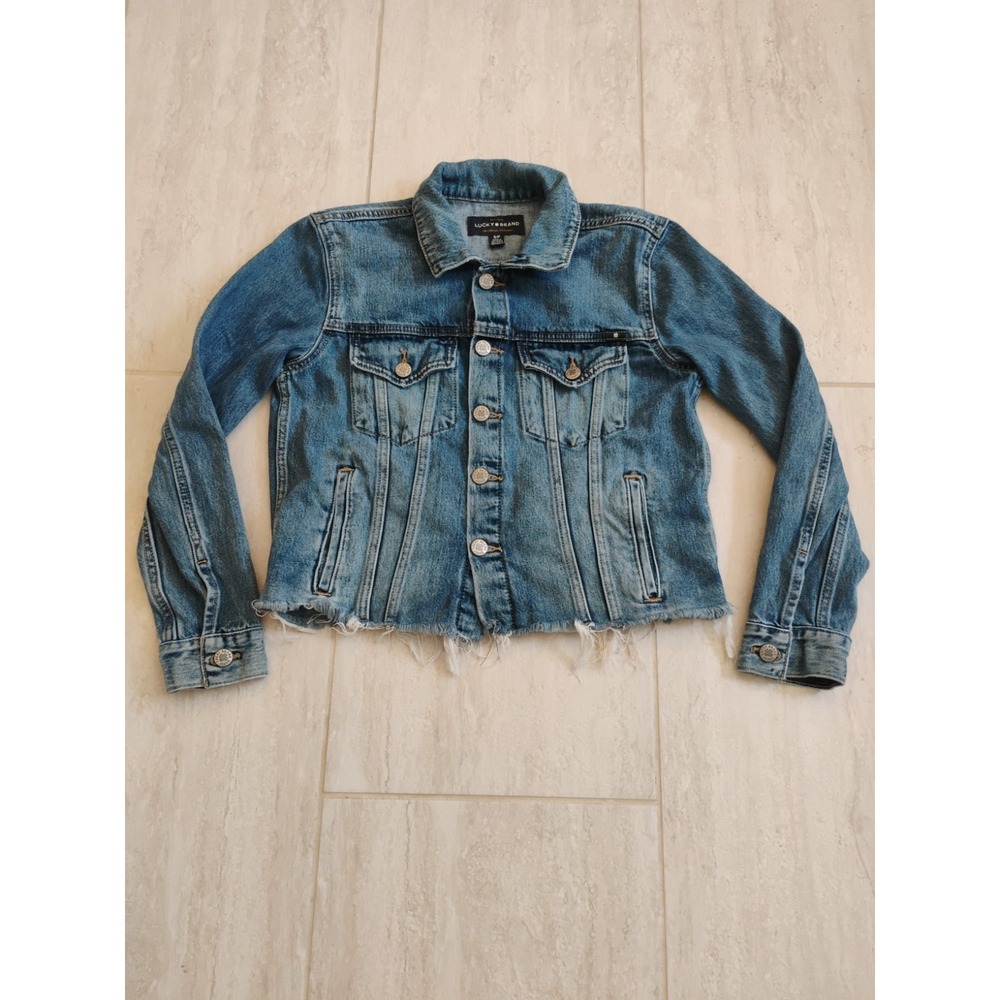 Lucky Brand The Tomboy Trucker Denim Jacket Medium Wash Blue Small Women Y2K 90s